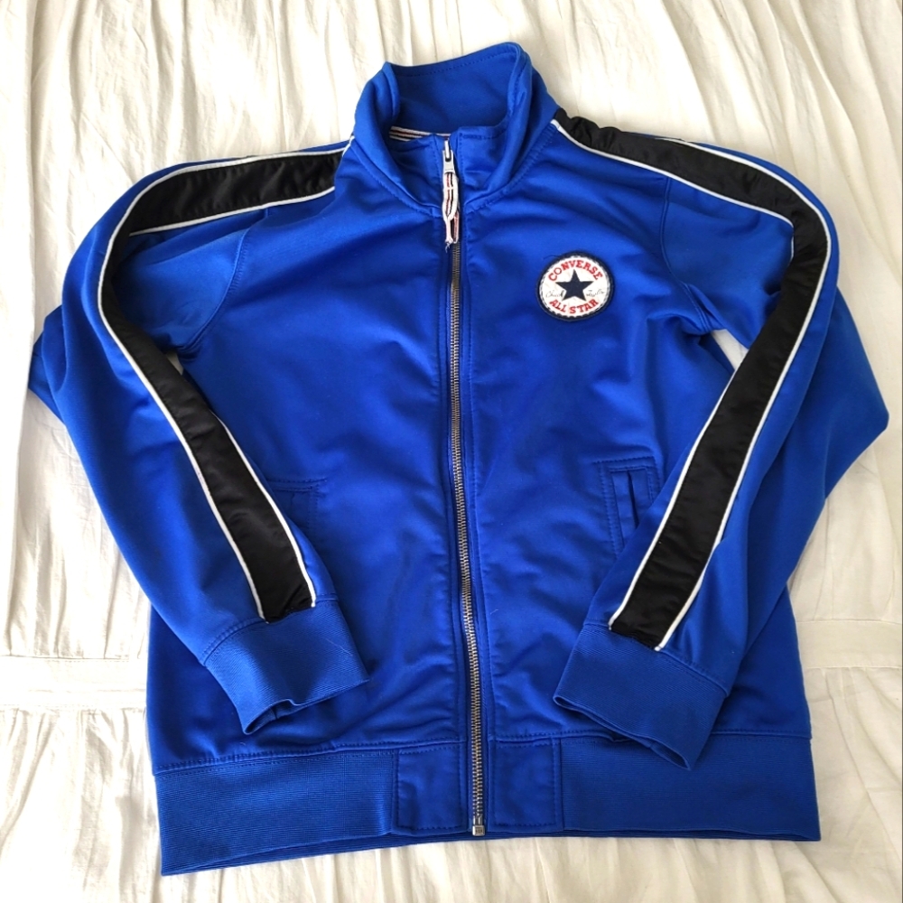 Converse All Stars Bright Blue Zip Front Logo Track Jacket